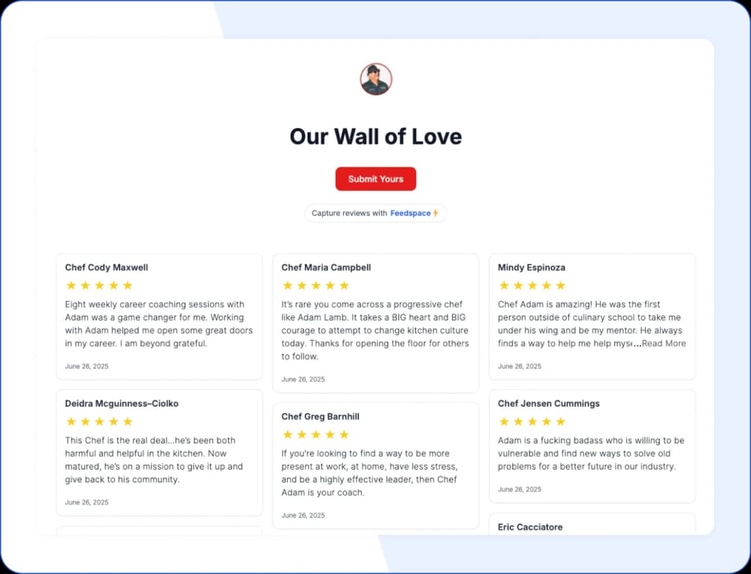 Chef Life Media’s Wall of Love