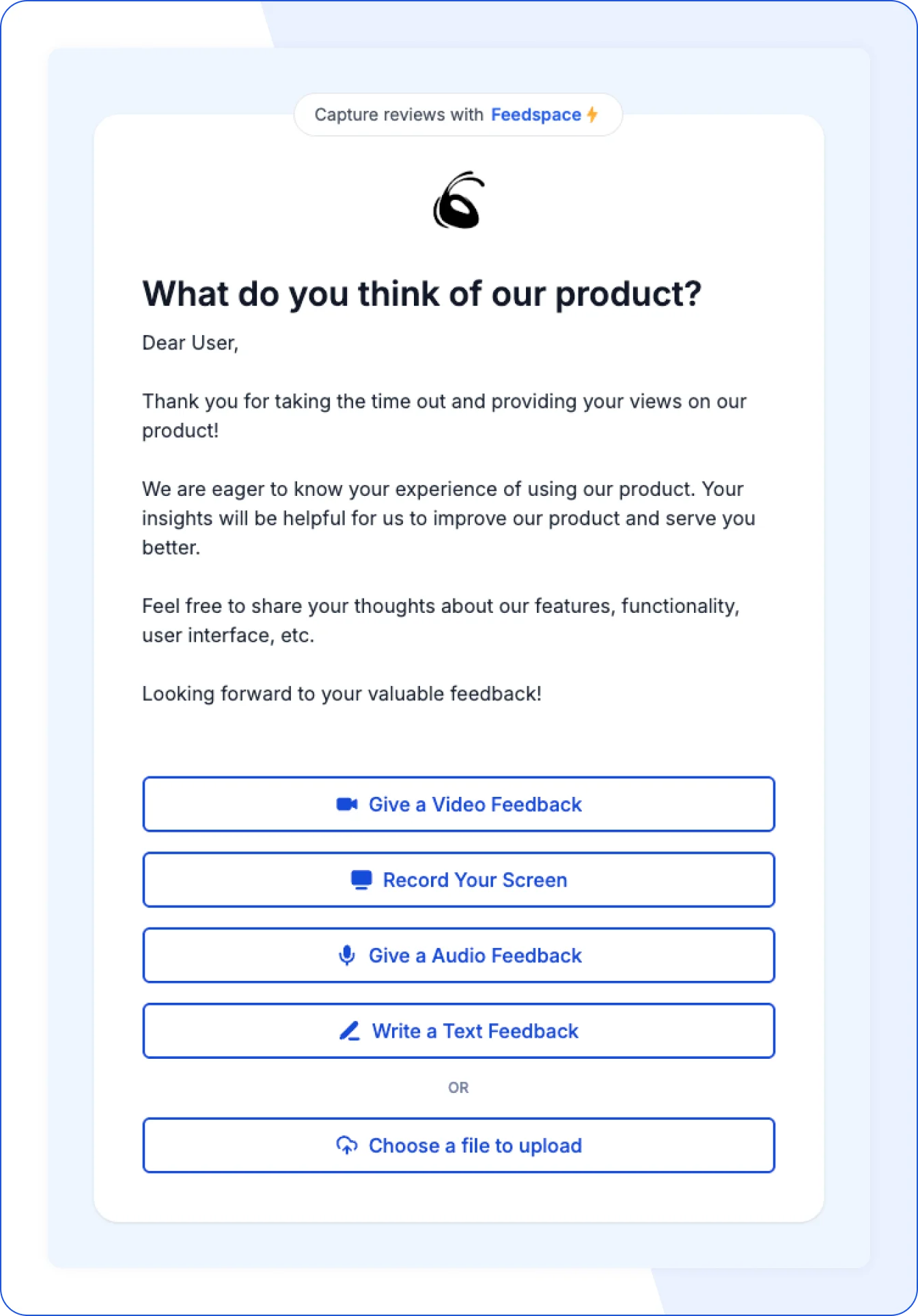 CodeAnt AI’s all-in-one feedback form is built with Feedspace, supporting text, audio, and video testimonials
