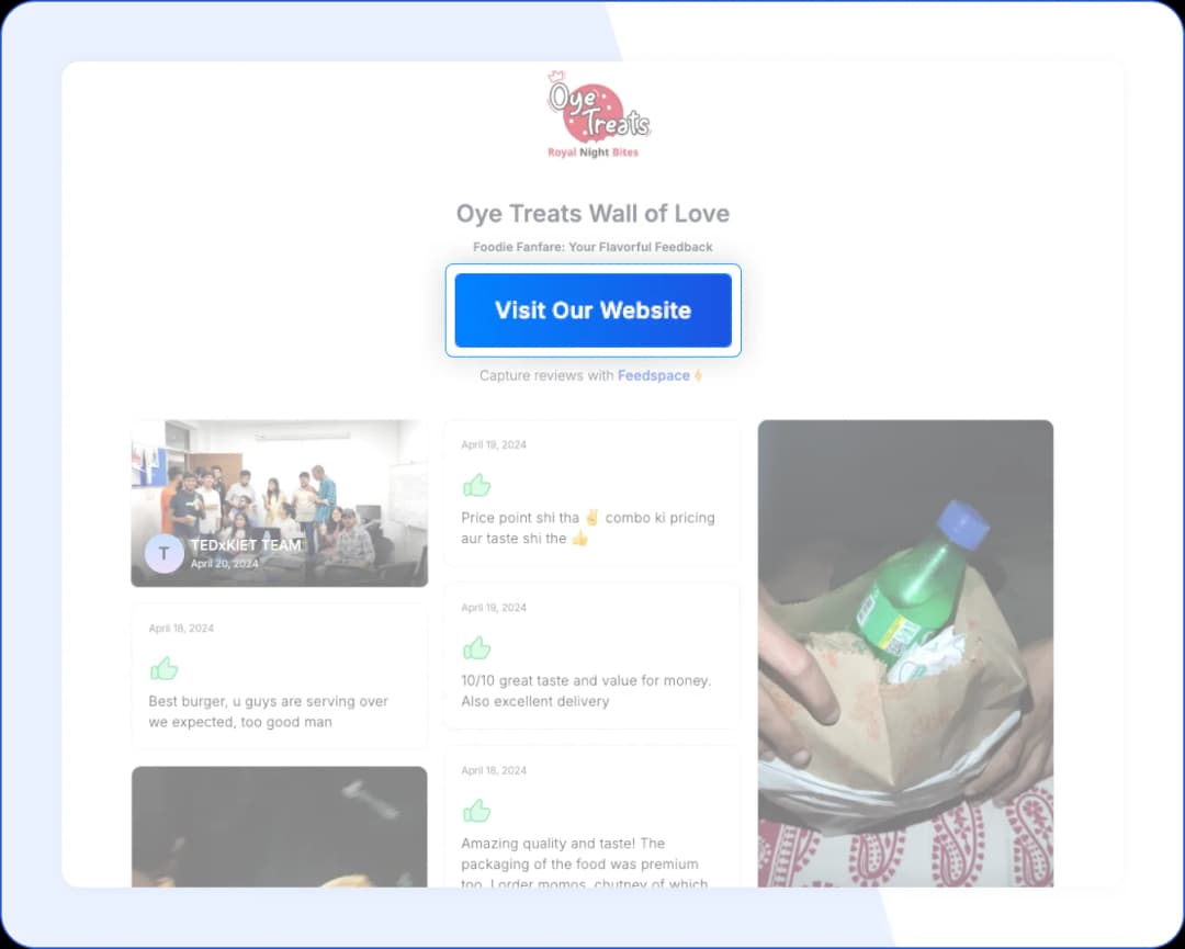 Button on Wall of Love page directs visitors to the WhatsApp group