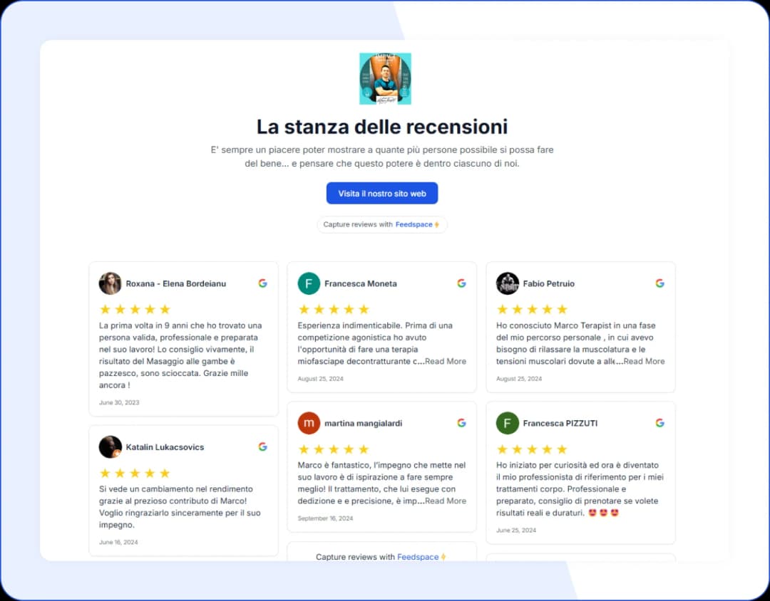 The Marcotherapist's Wall of Love featuring top client testimonials