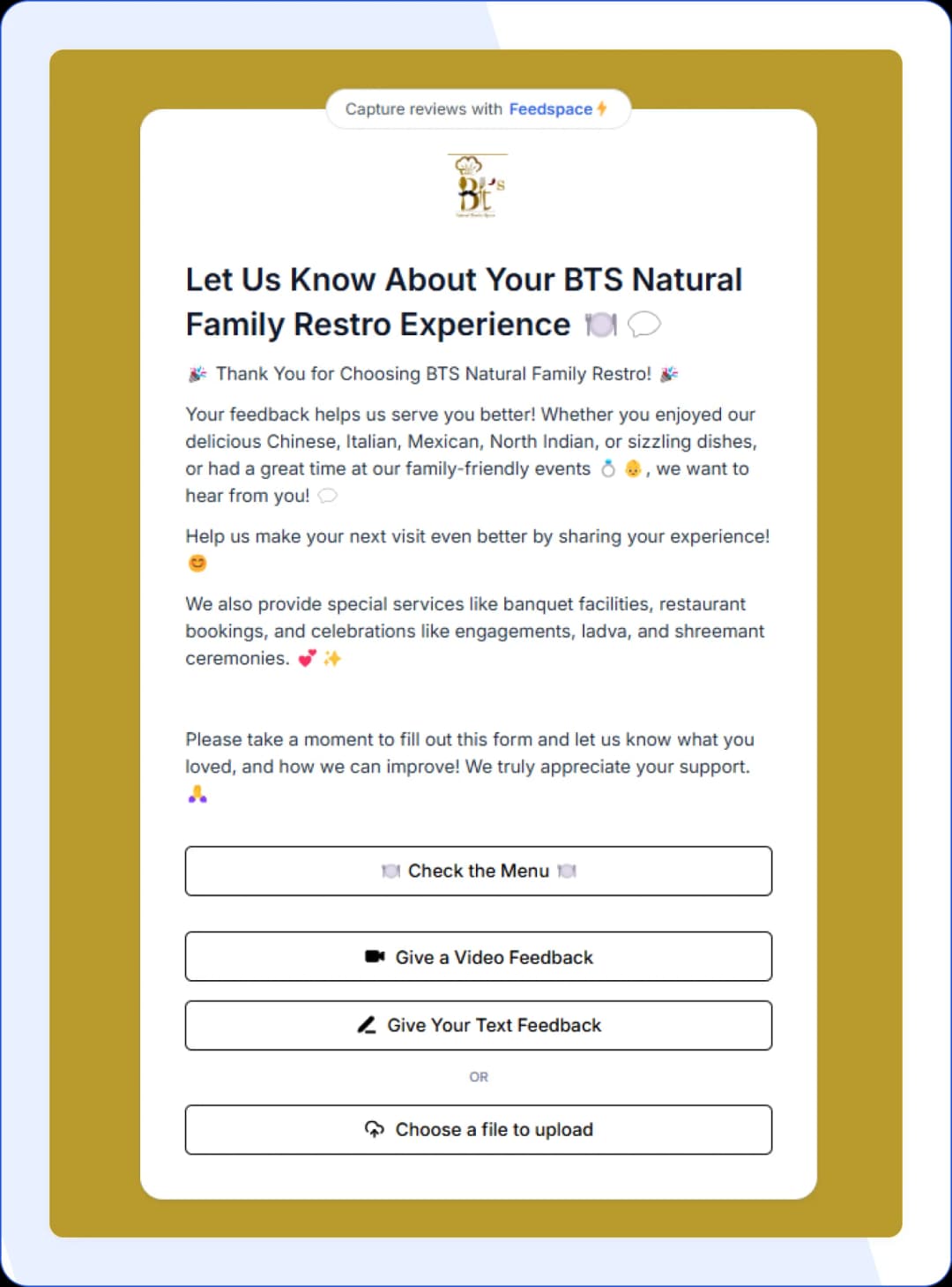 Customized Feedback Form