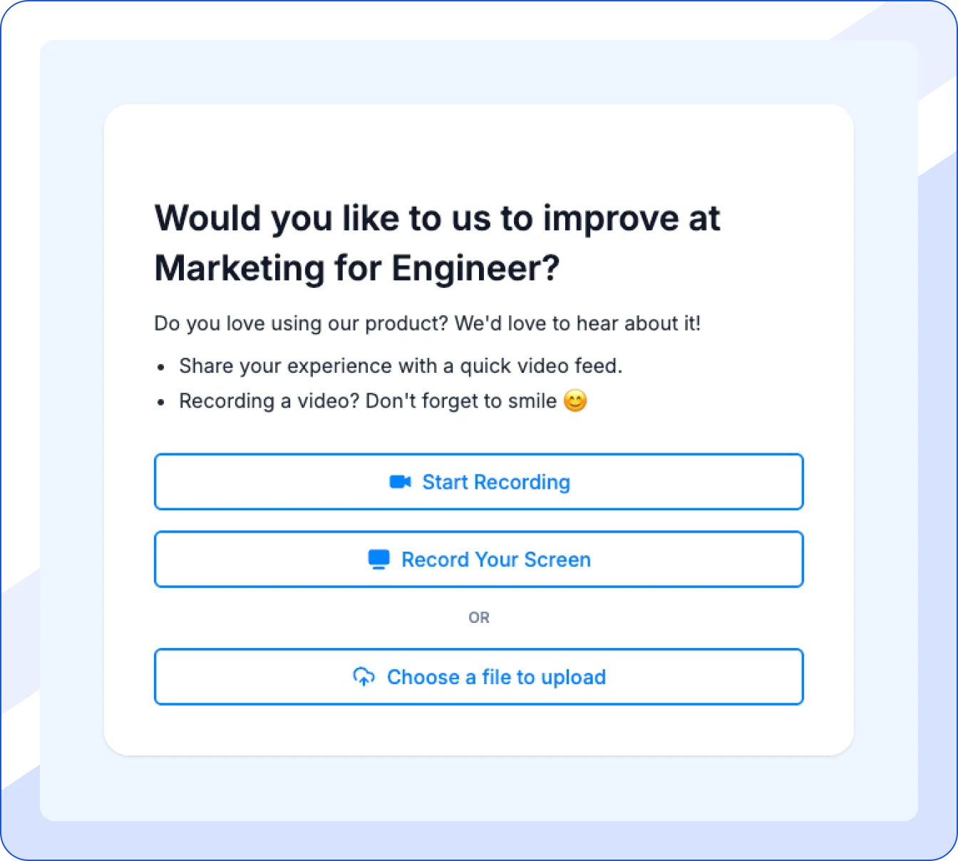 Video testimonial form