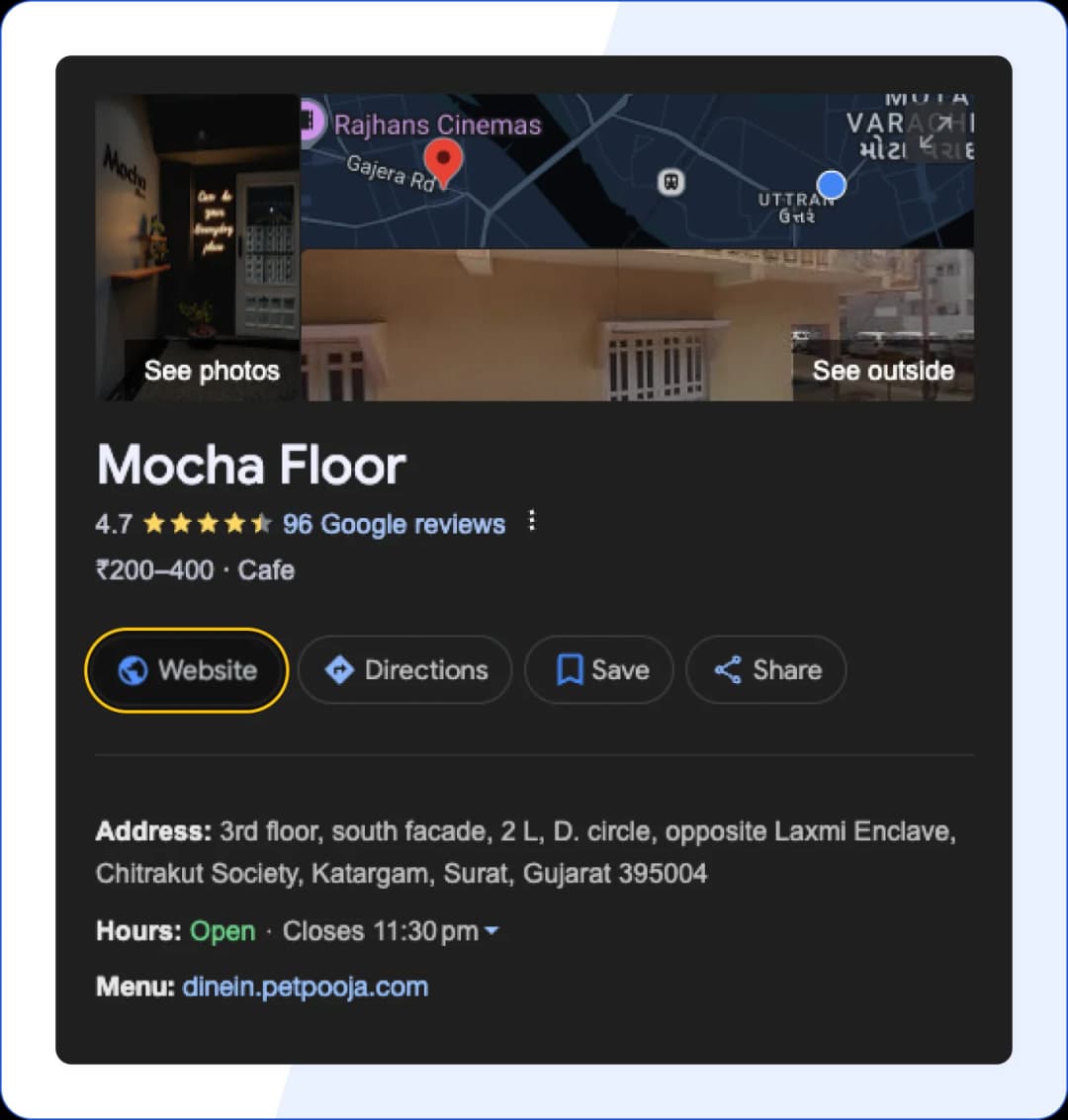 Mocha Floor Google Business Profile