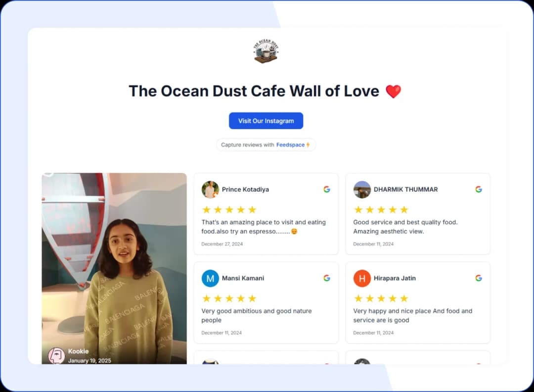 HoH feedback collection form showing multiple input options to collect feedback