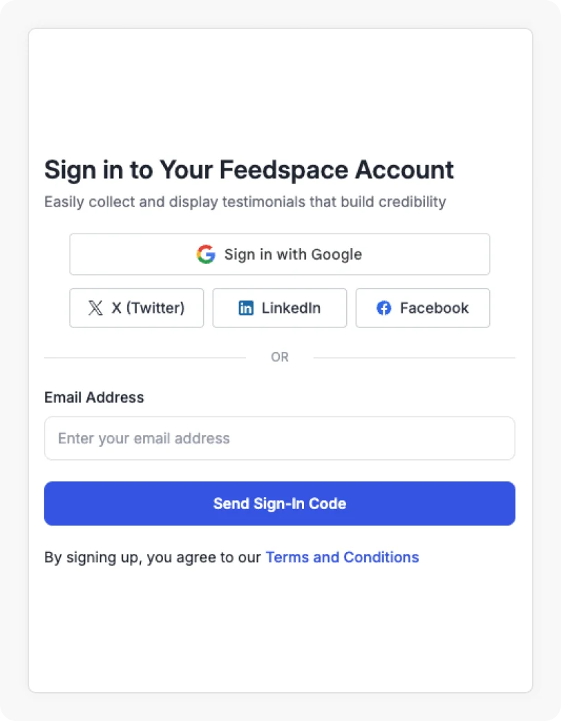 Sign up to Feedspace