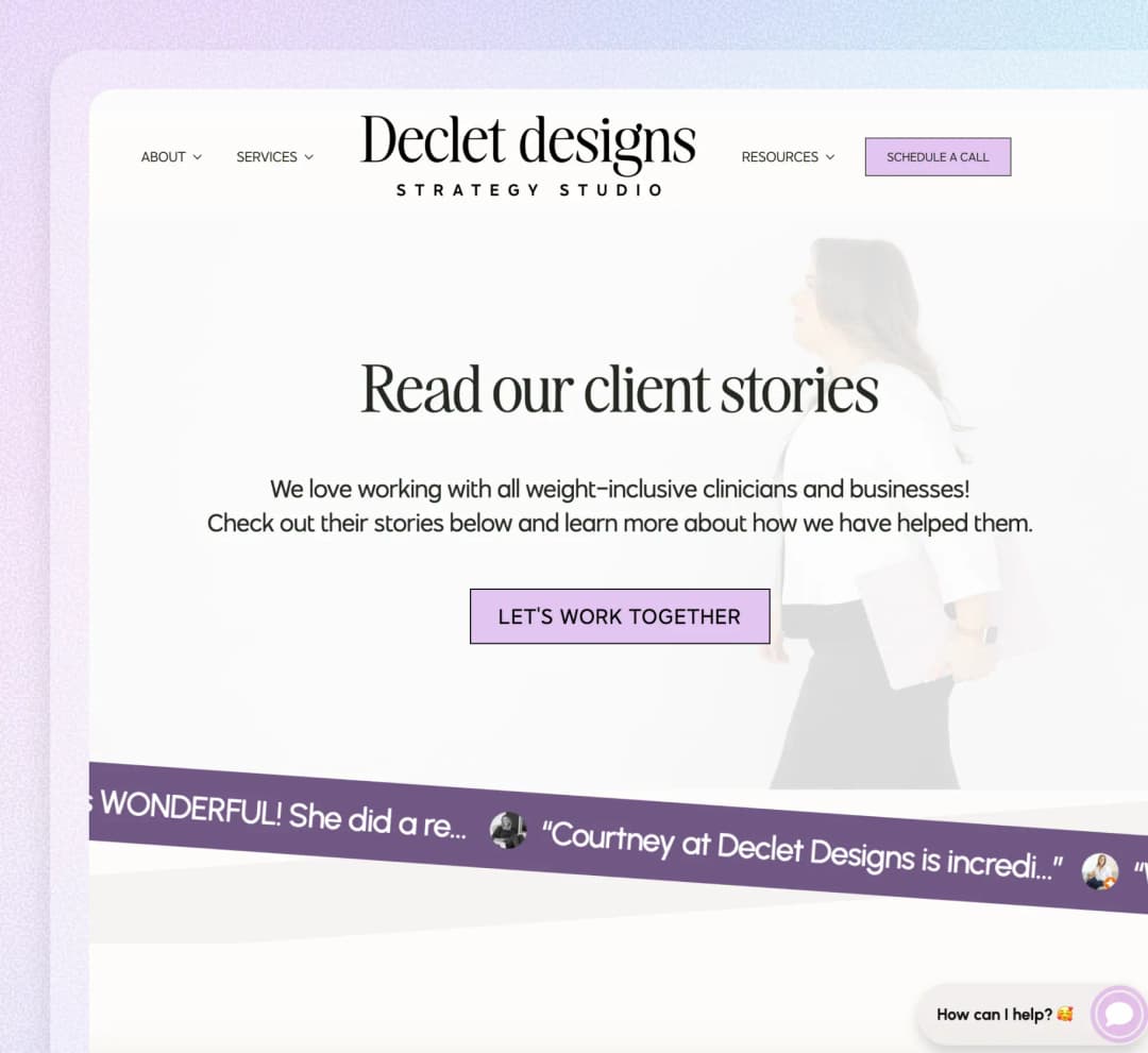 Declet Designs website using Feedspace widgets
