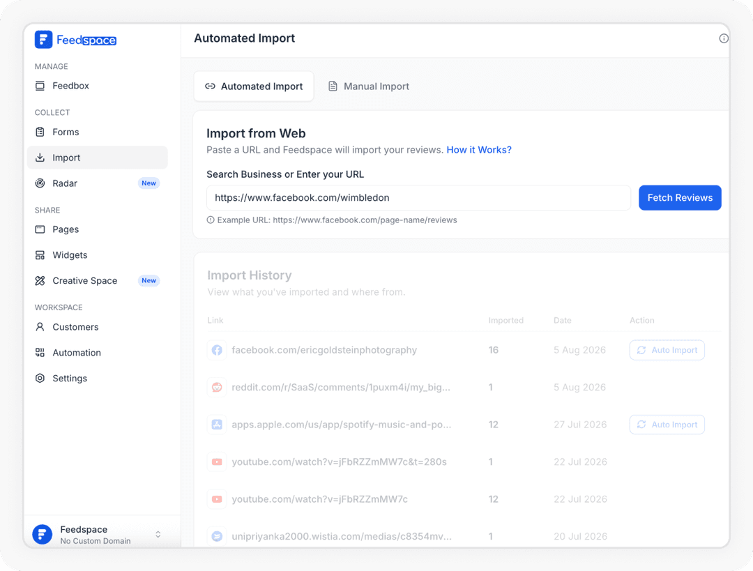 Import reviews