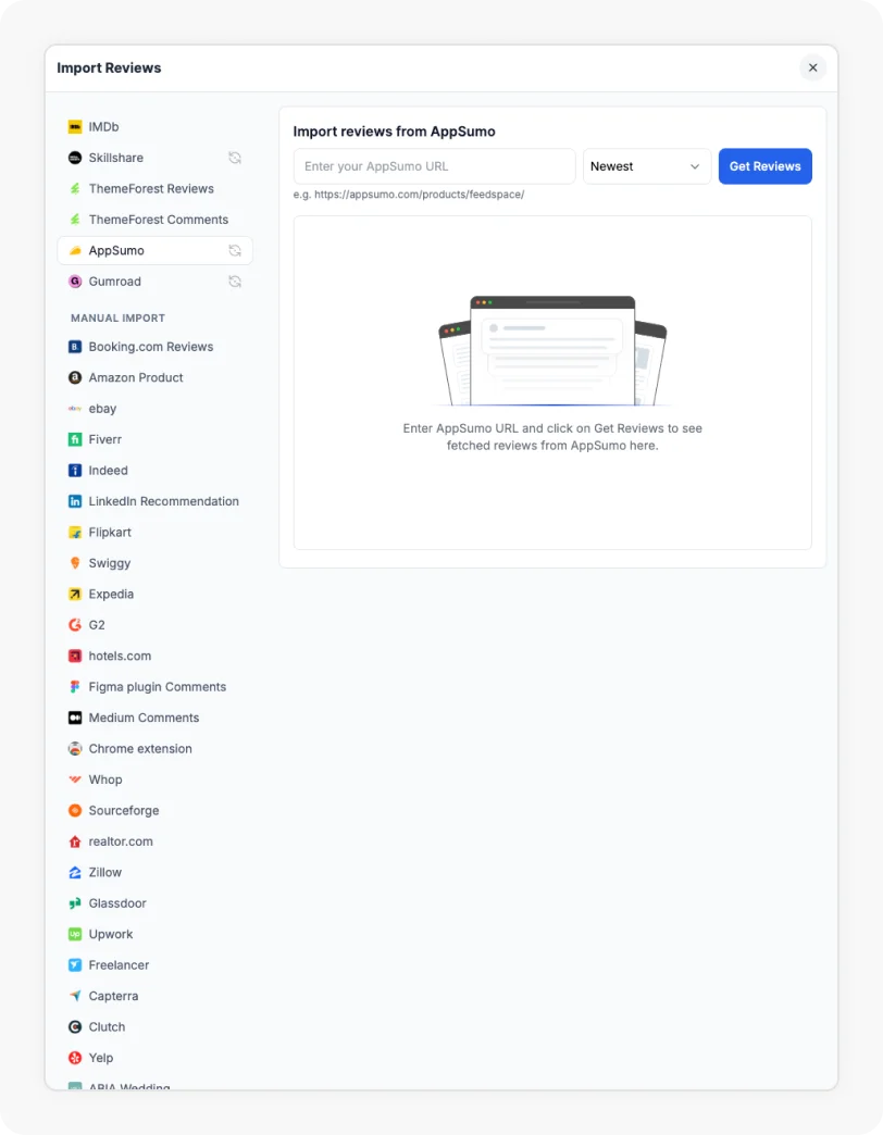 Appsumo Option selected to Import reviews from Appsumo