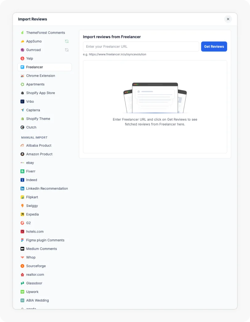 Go to the import section and select Freelancer