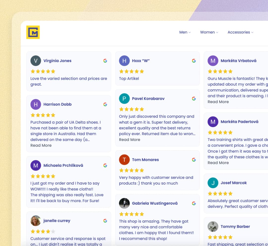 Guru Muscle website using Feedspace widgets
