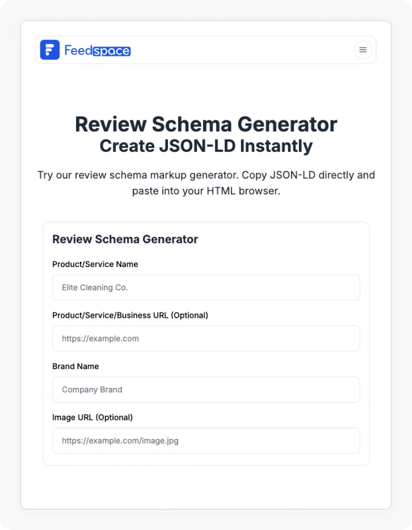 Enter product, brand, and URL details to generate the review schema