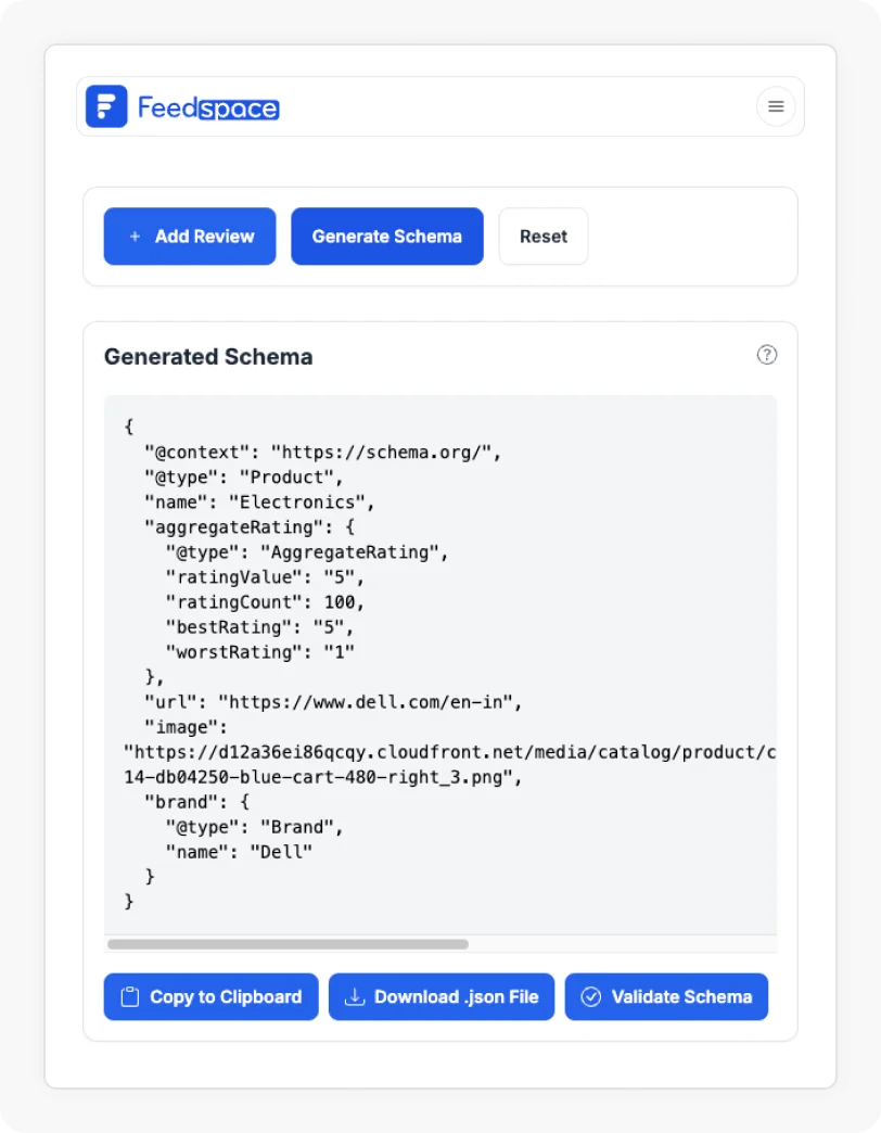 Final step showing the schema code generation button