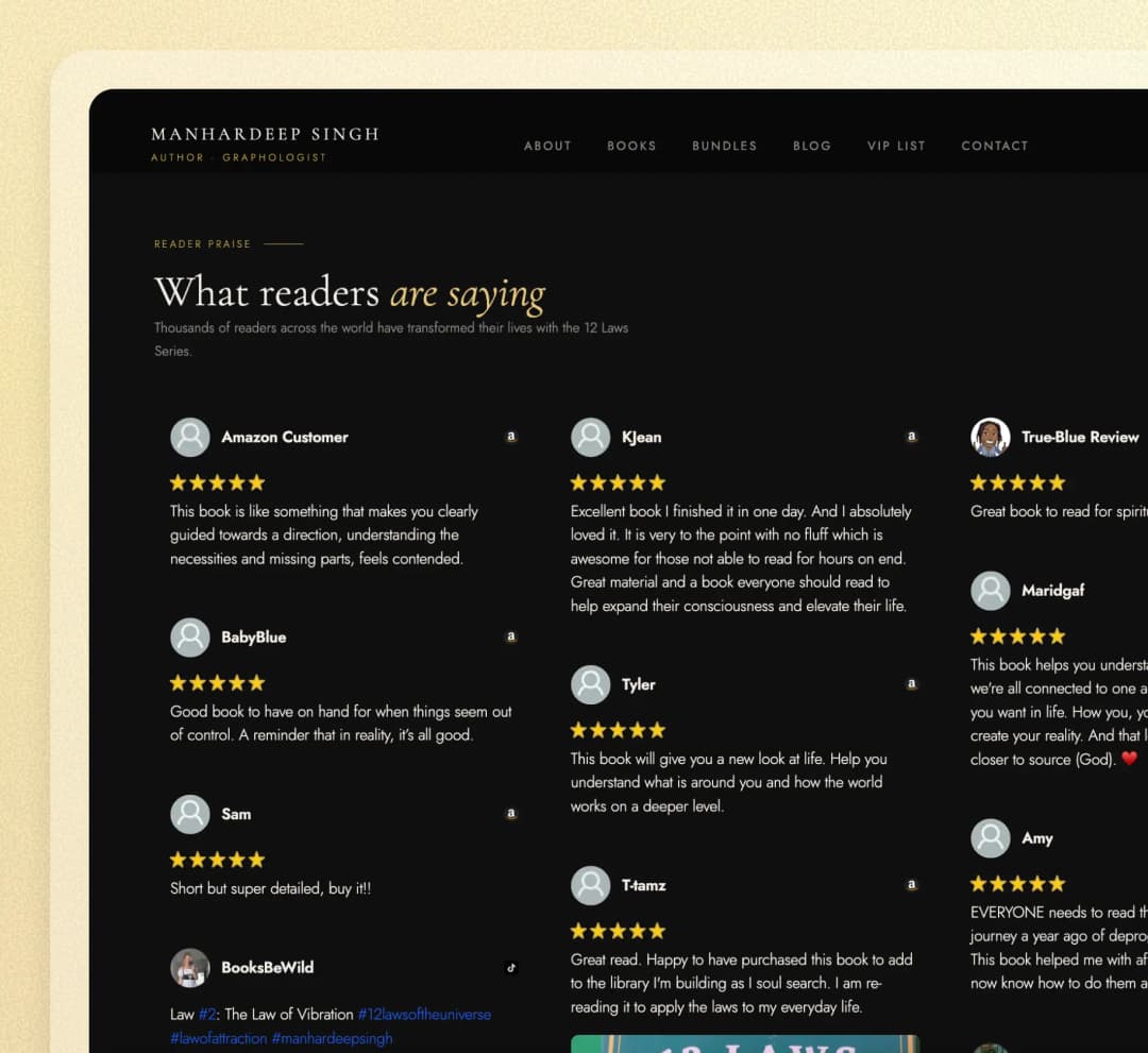Manhardeep Singh website using Feedspace widgets