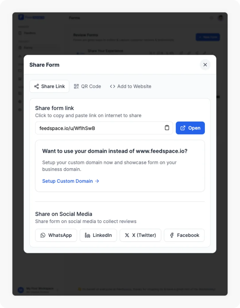 Share & Collect Feedback with Feedspace
