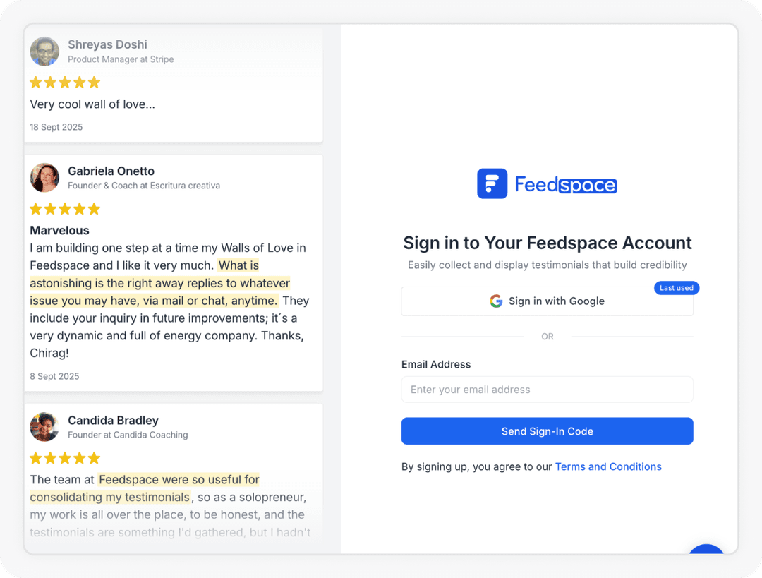 Sign Up Window to Create Feedspace Account