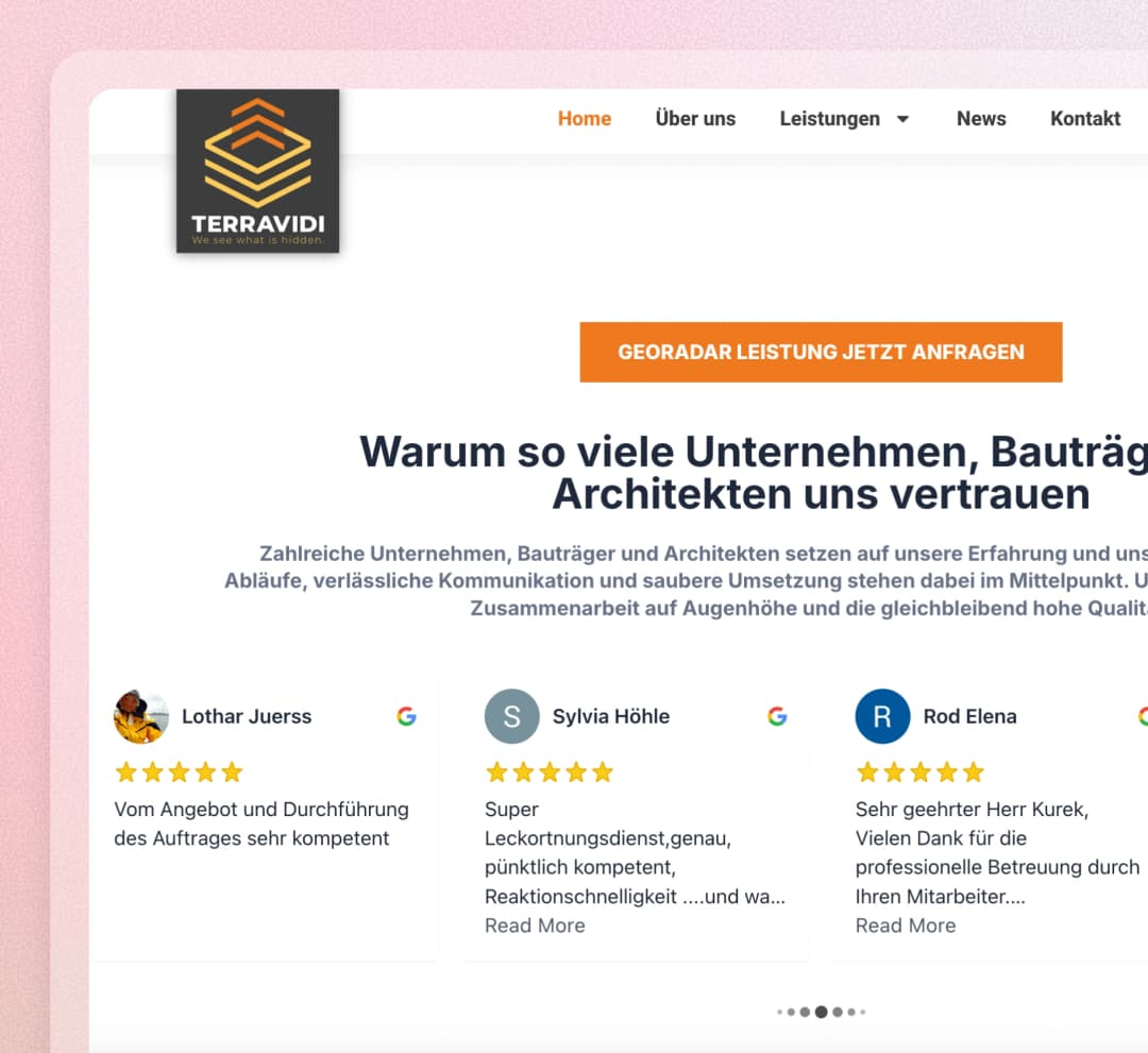 Terravidi website using Feedspace widgets