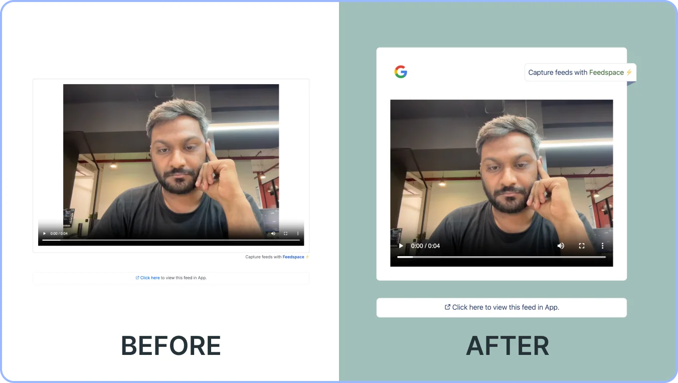 Improved video feed page user interface on Feedspace