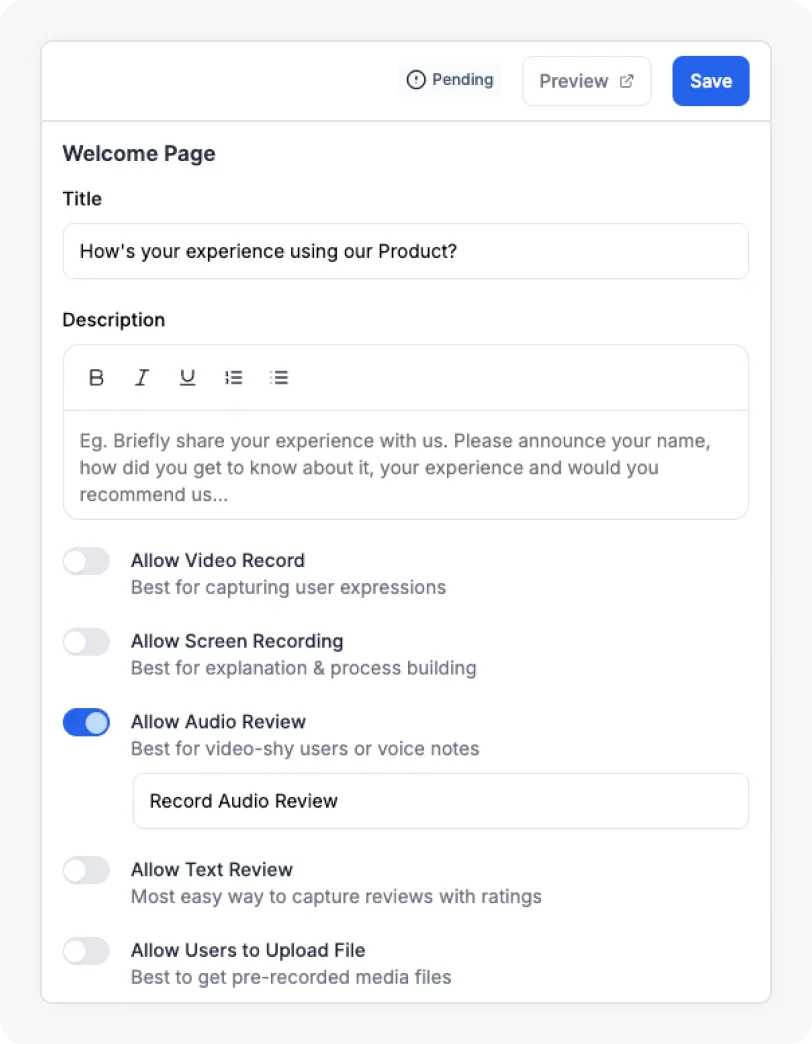 Audio Testimonial tool for everyone