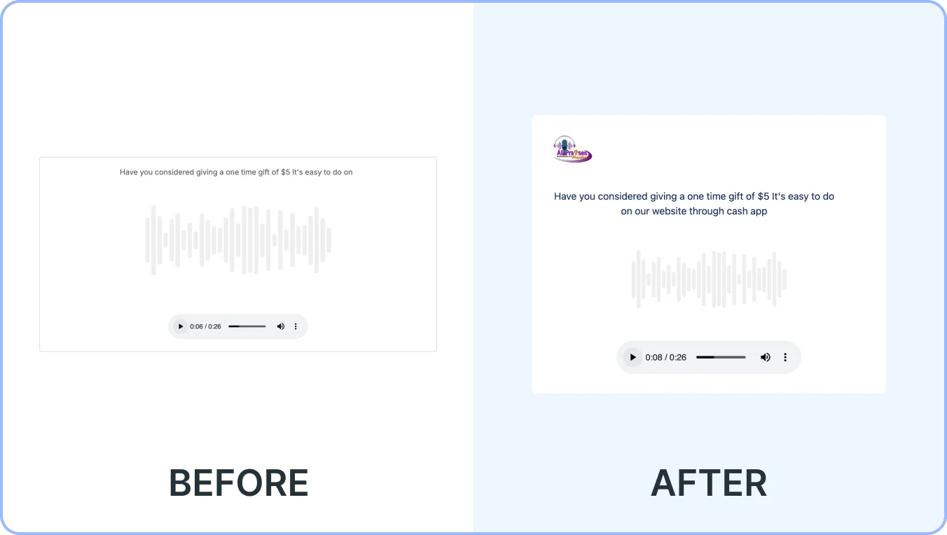 Improved audio feed page user interface on Feedspace
