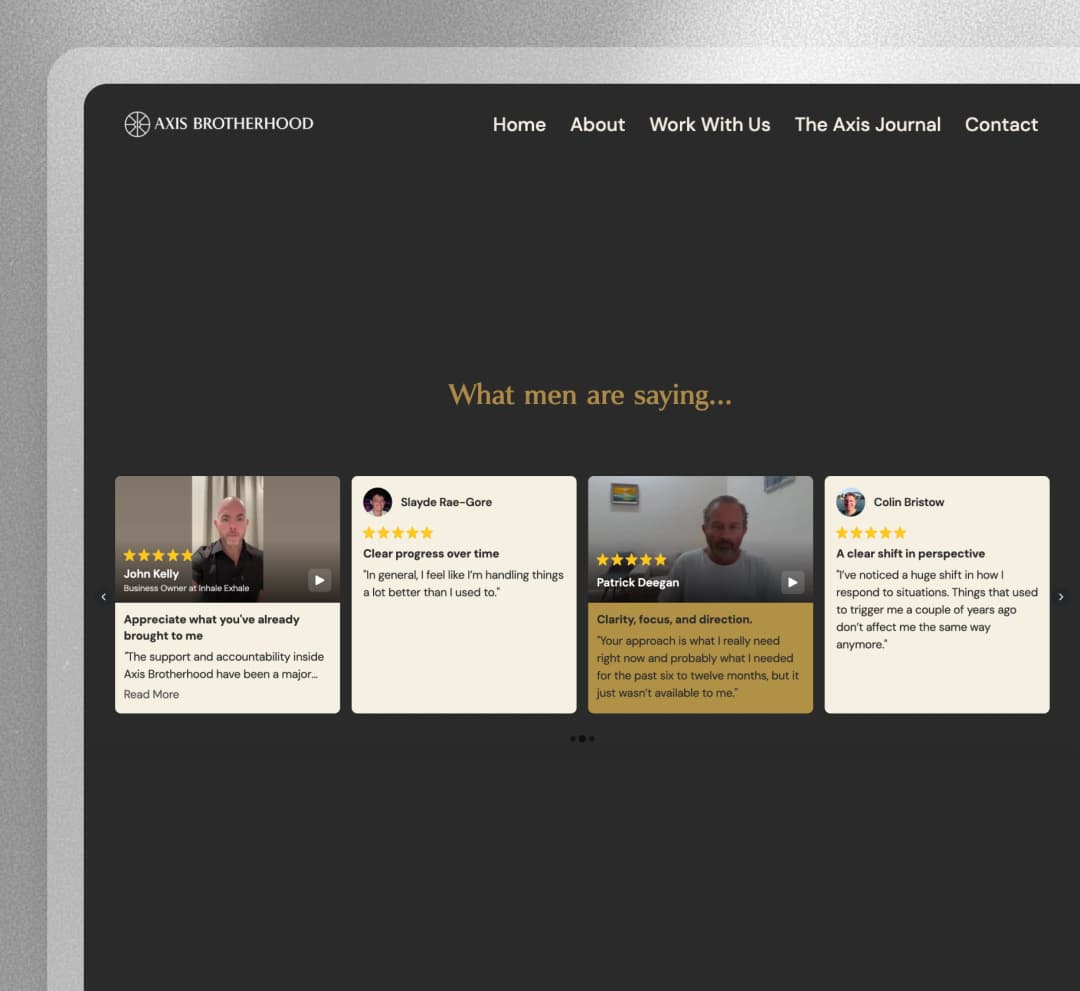 Axis Brotherhood website using Feedspace widgets