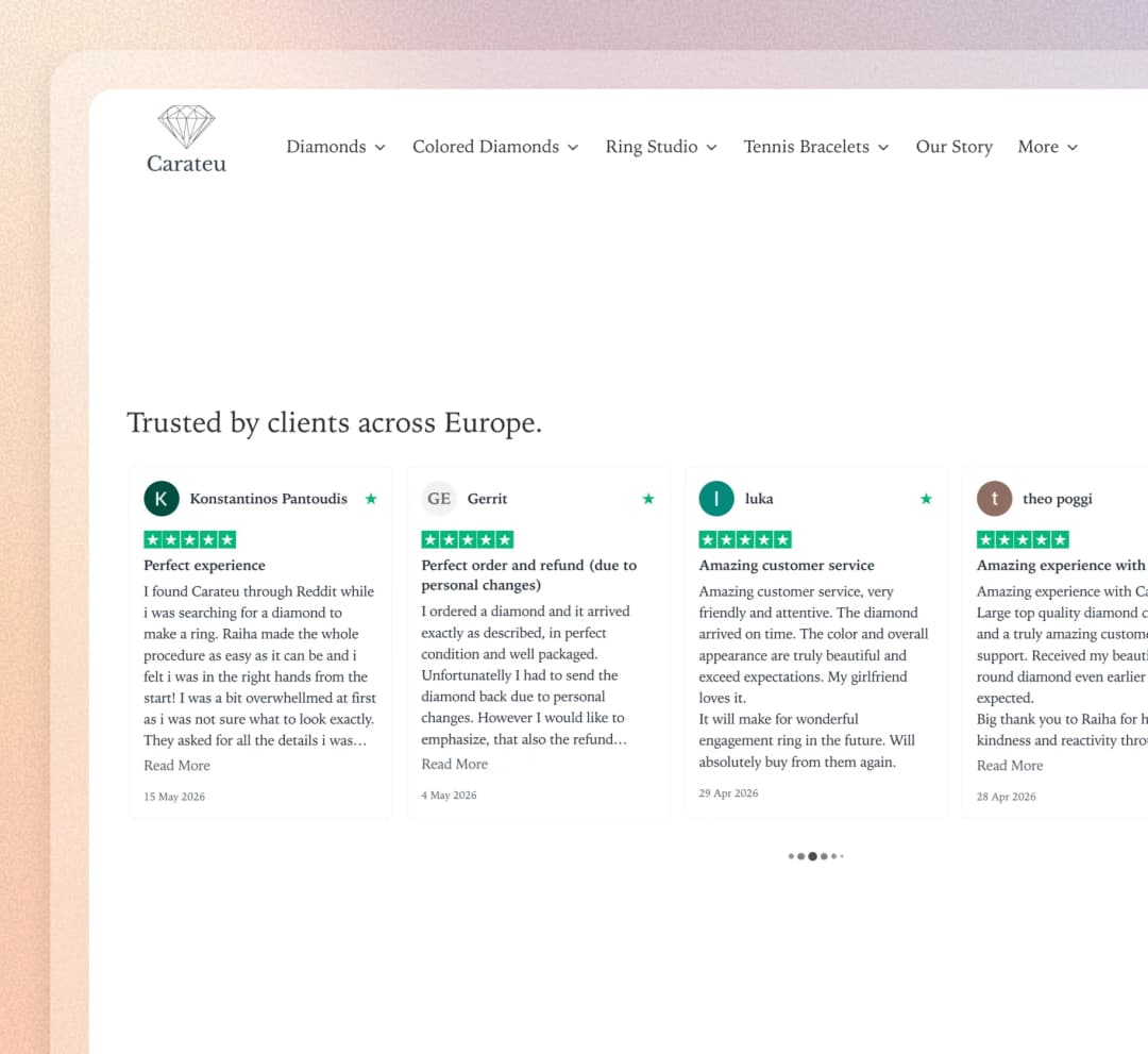 Carateu website using Feedspace widgets