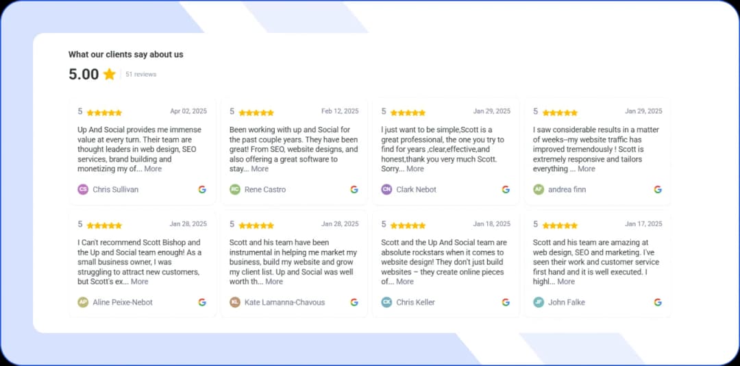 Google Reviews Wall of Love