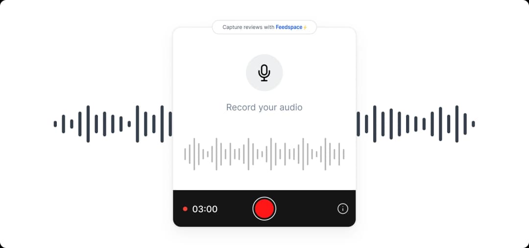 Feedspace audio feed feature for collecting audio feedback or reviews