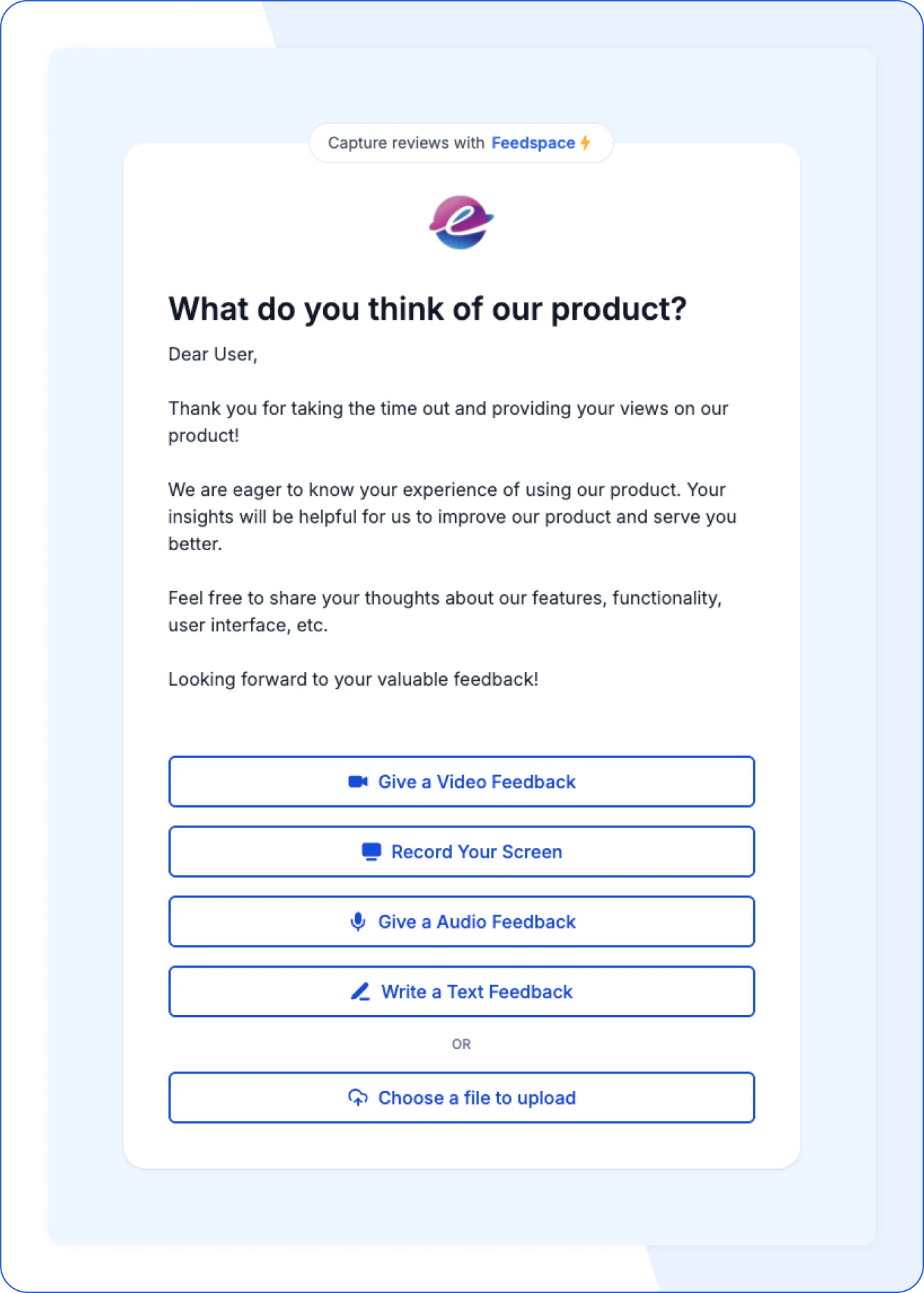 Epsilla uses the Feedspace testimonial form to collect reviews