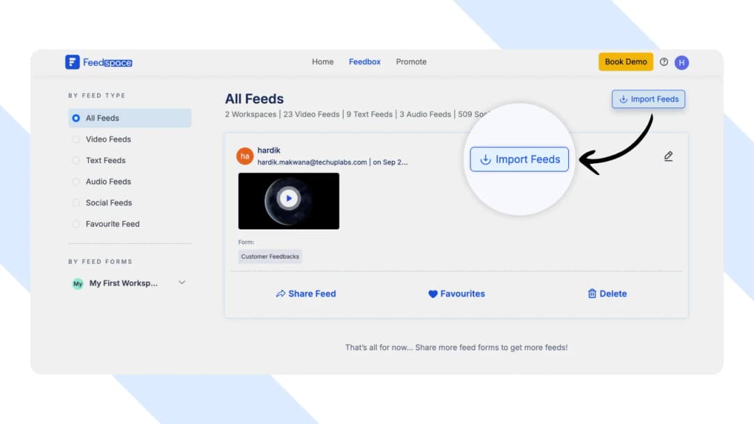 Click to import feeds