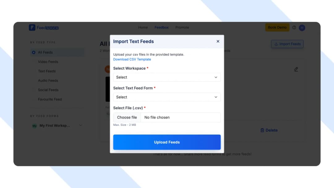 Click to Upload Feeds