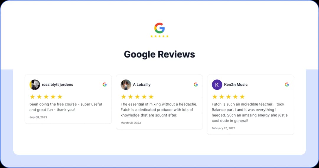 Import Google Reviews seamlessly into your website