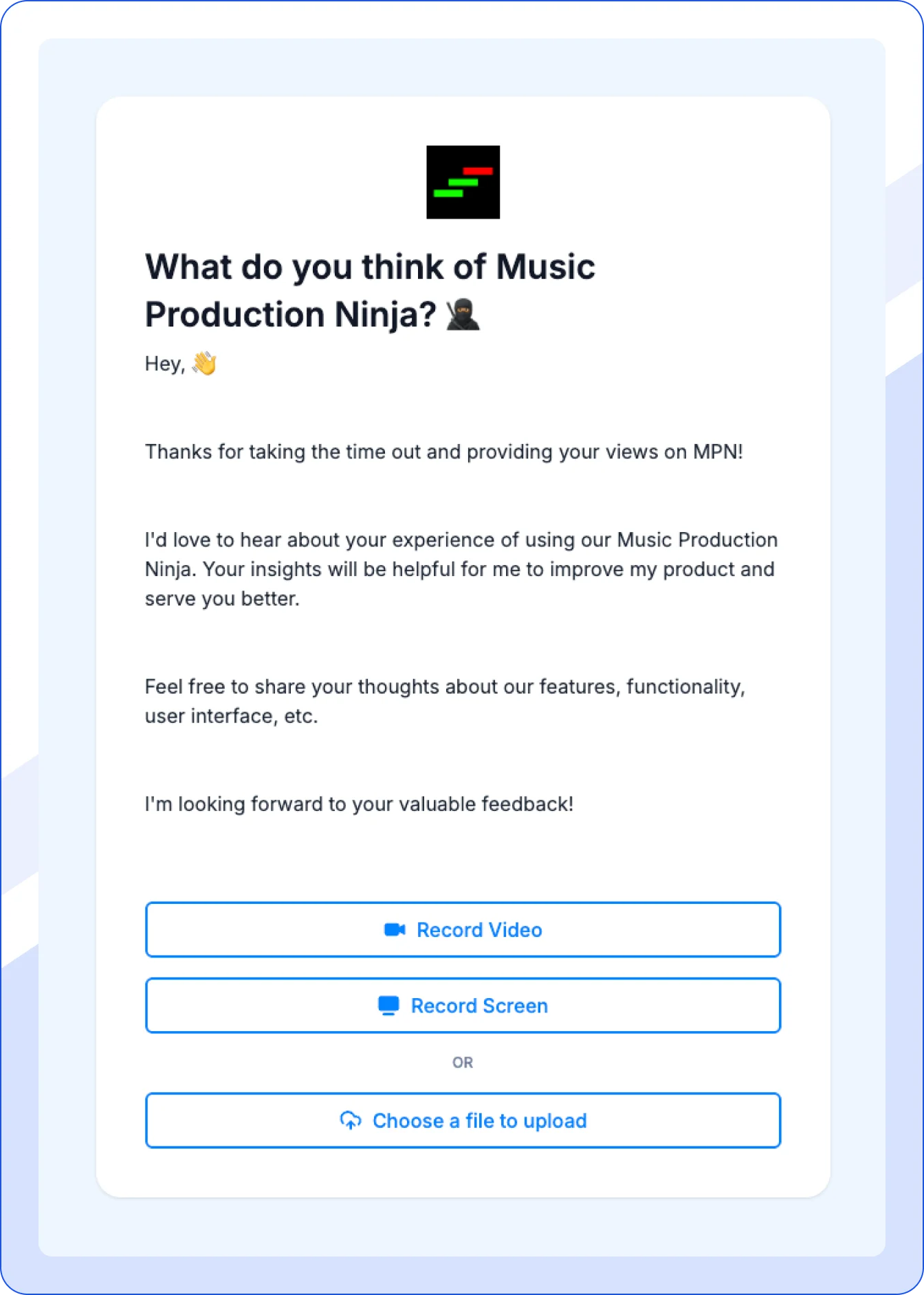 Form for collecting customer feedback online