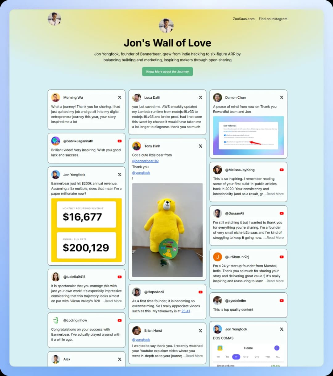 Testimonial Wall of Love