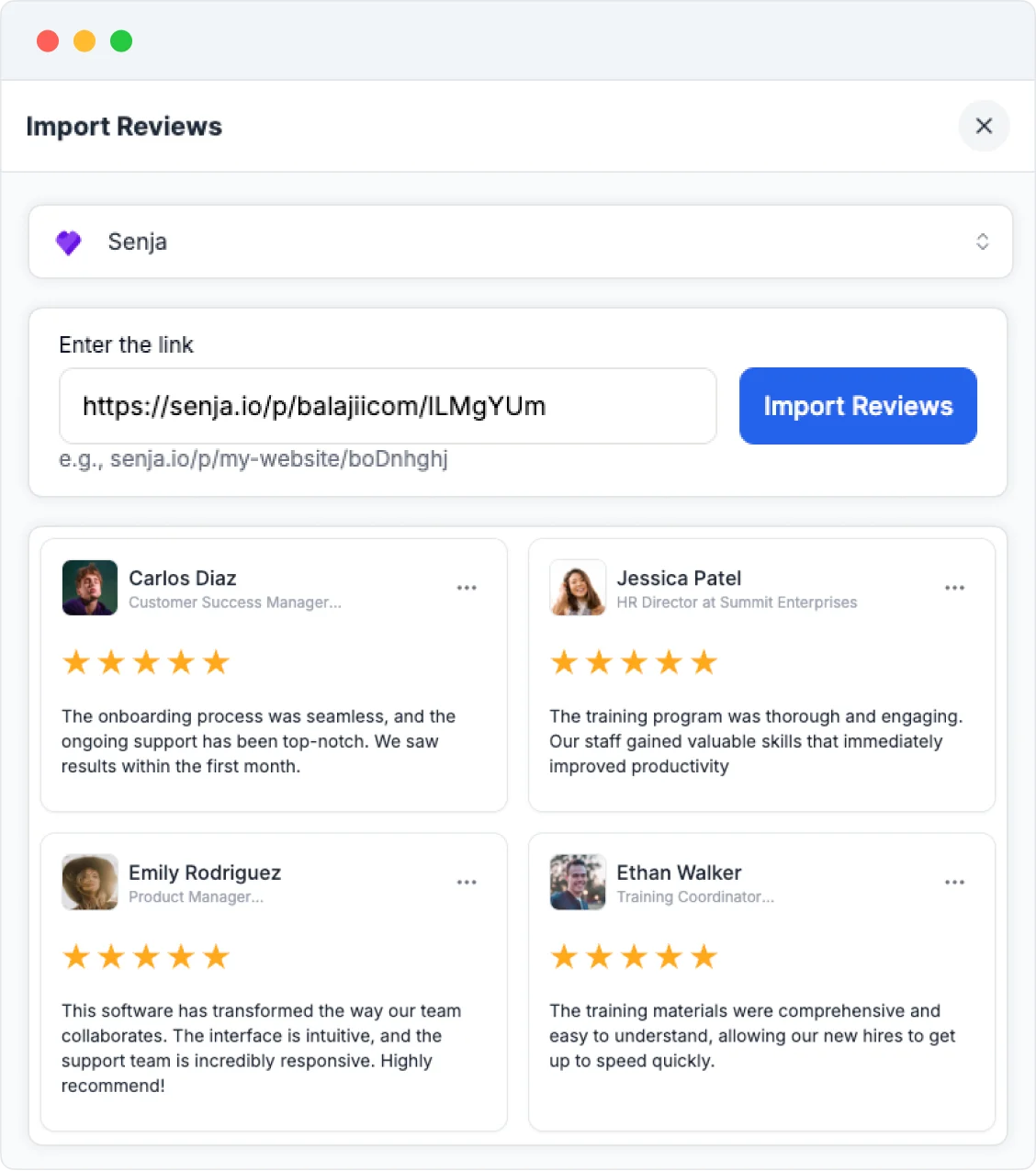 Migrate reviews from Senja to Feedspace