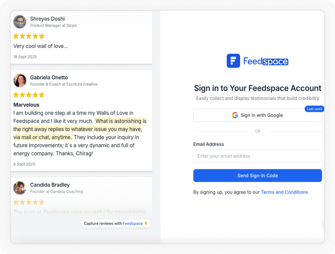 Sign Up Window to Create Feedspace Account