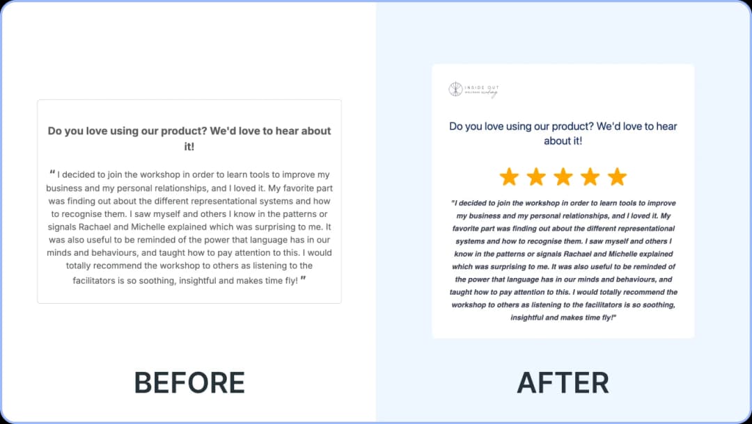 Improved text feed page user interface on Feedspace