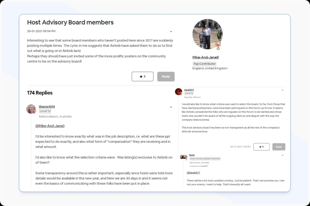Airbnb Community Discussion on Host Advisory Board Selection