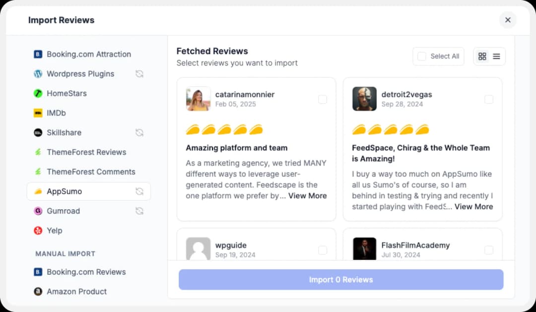  Import Appsumo Reviews to Feedspace