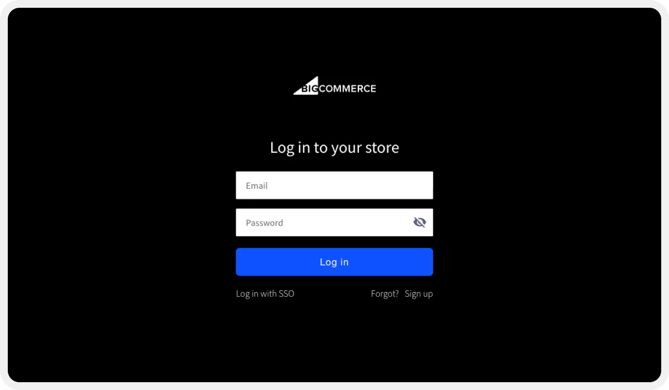 BigCommerce login dashboard