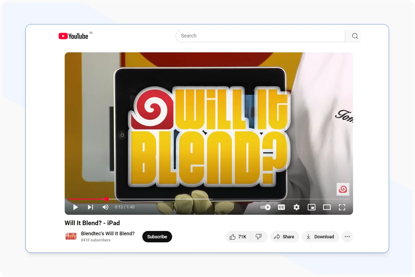 Blendtec Will It Blend Campaign Demonstrating Product Durability