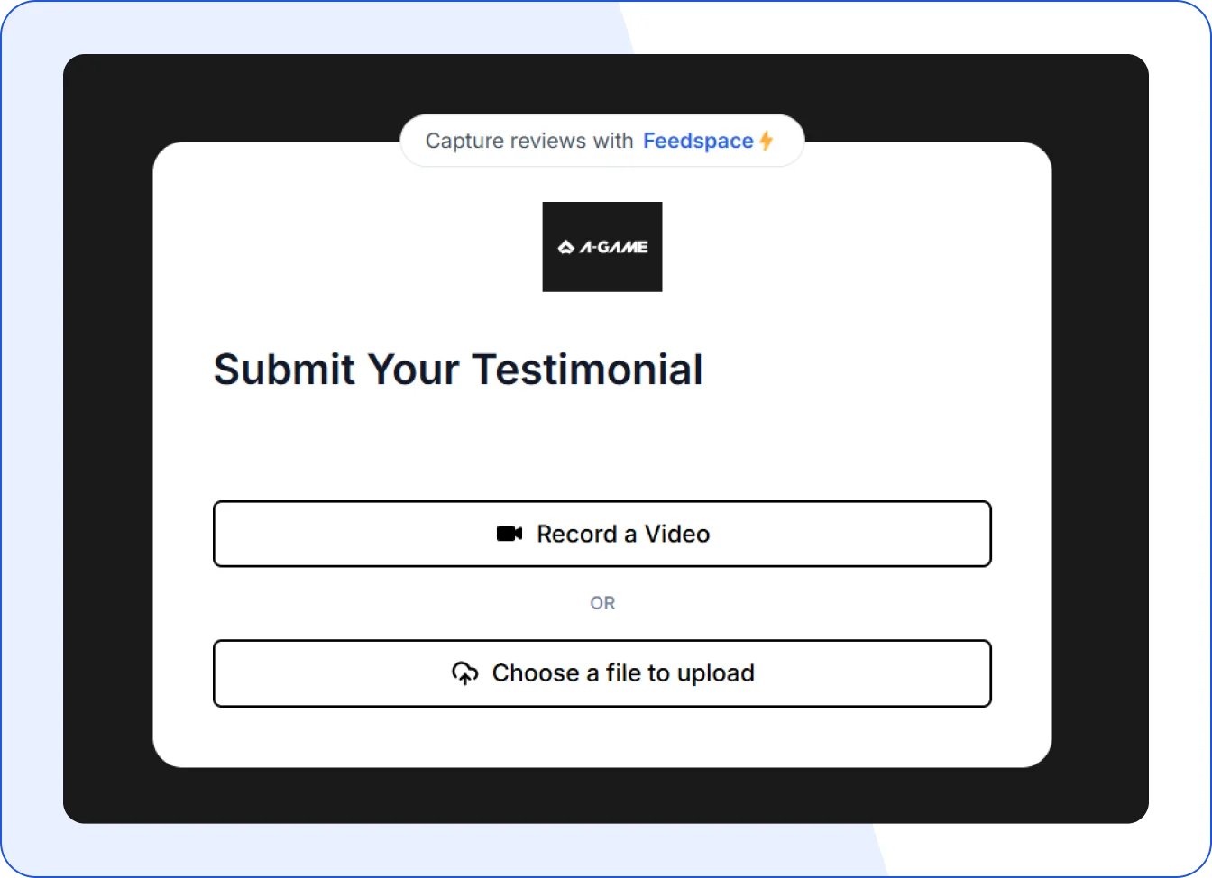 Form for collecting video testimonials using Feedspace