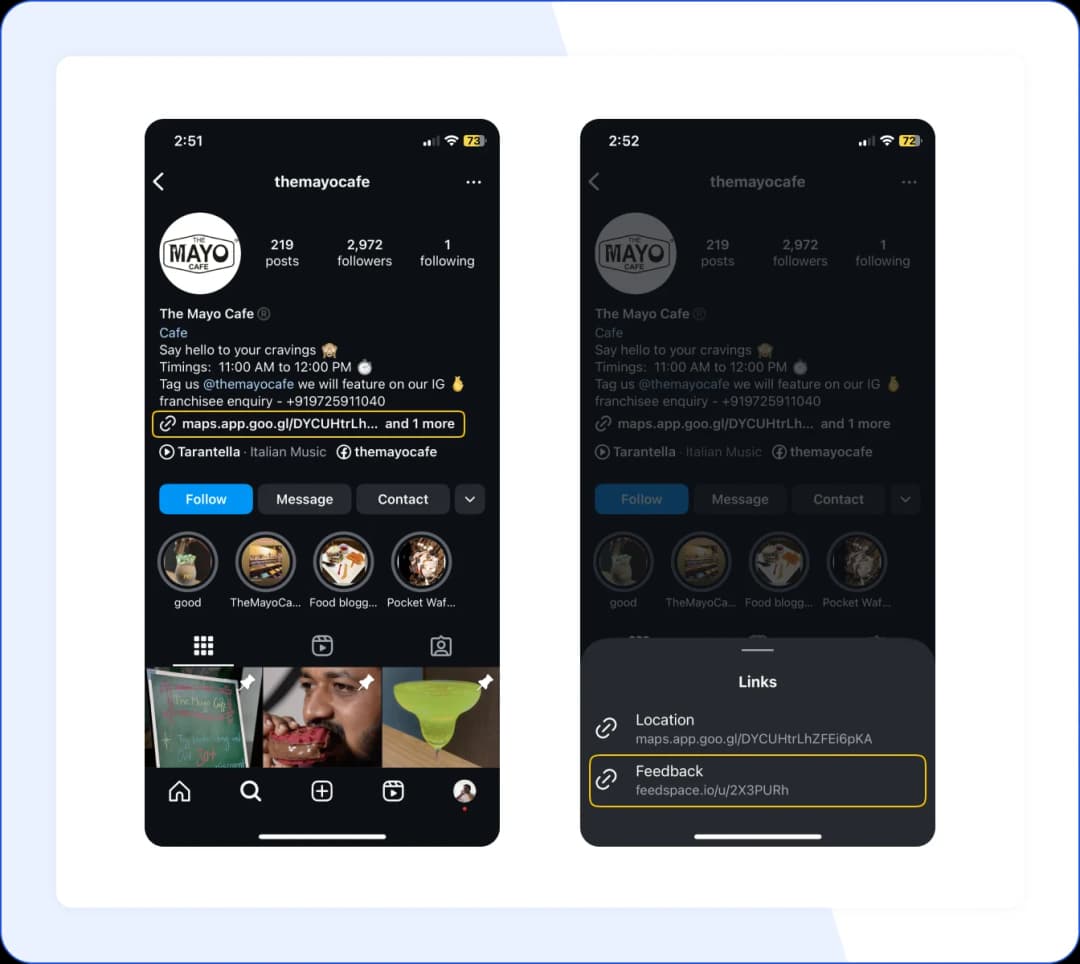 Mayo Cafe's Instagram Profile