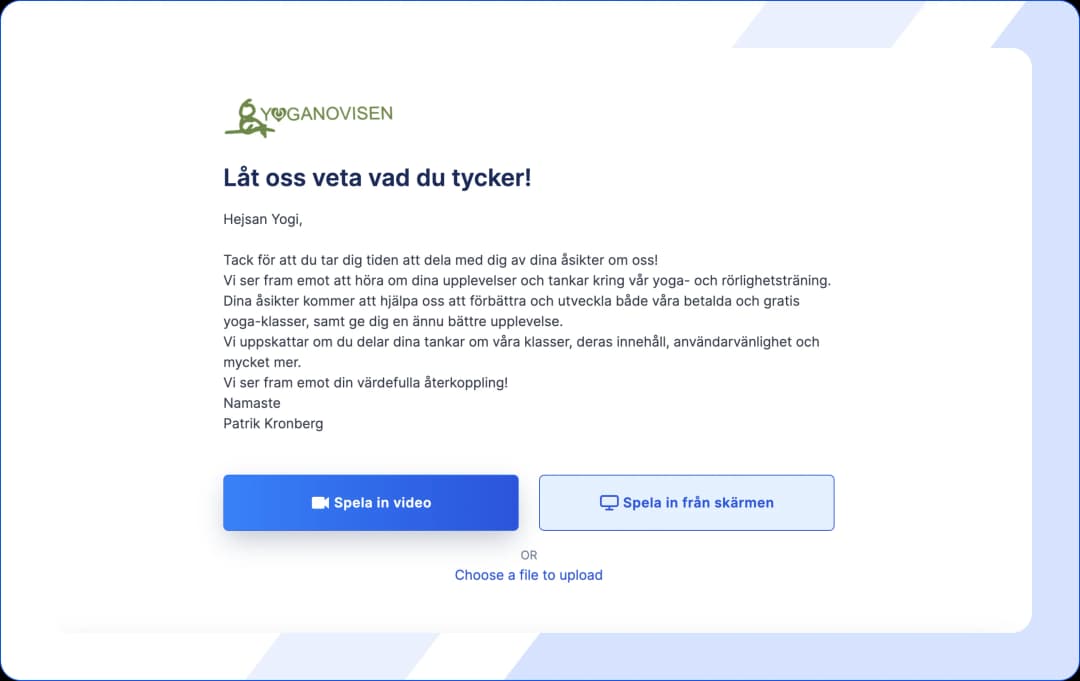 Form to Collect Reviews from Your Online Yoga Class Participants