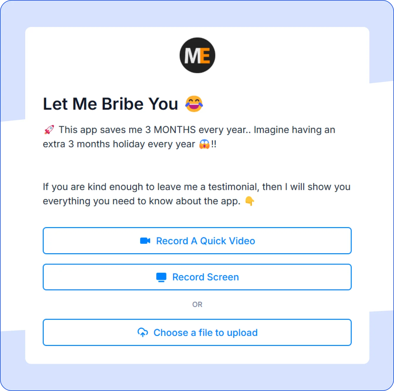Easily collect  video testimonials for your course