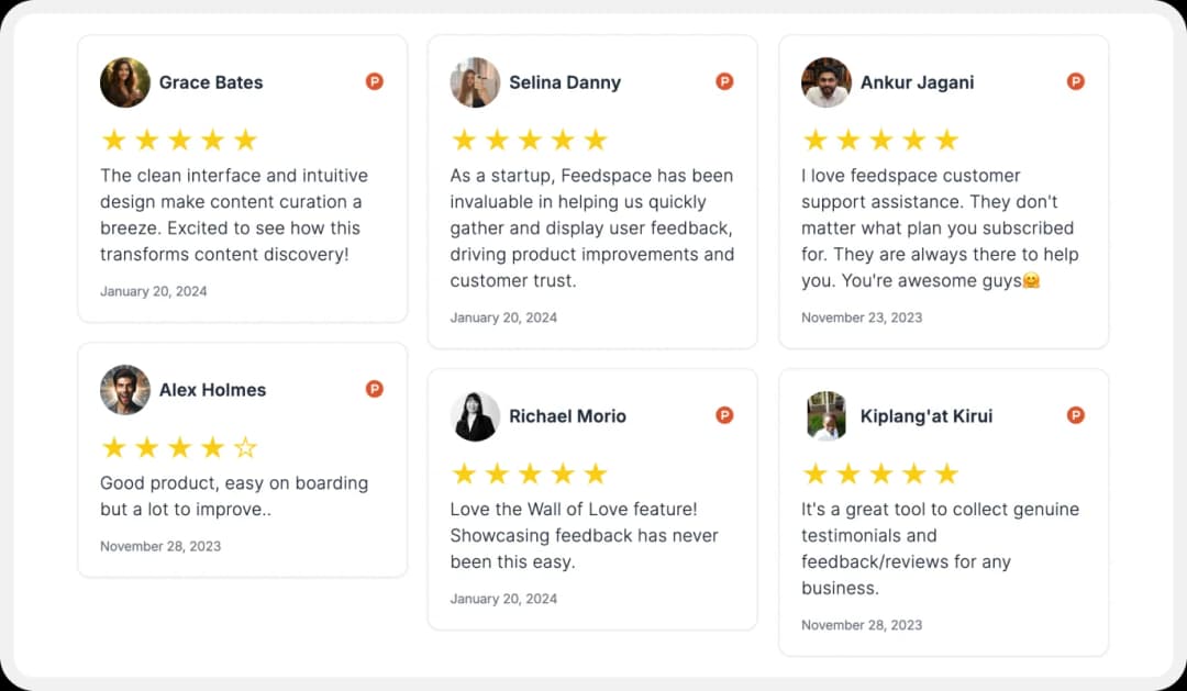 Feedspace user's testimonials