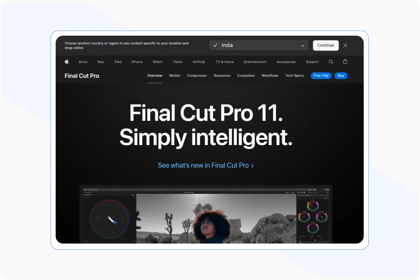 Final Cut Pro video editing screen