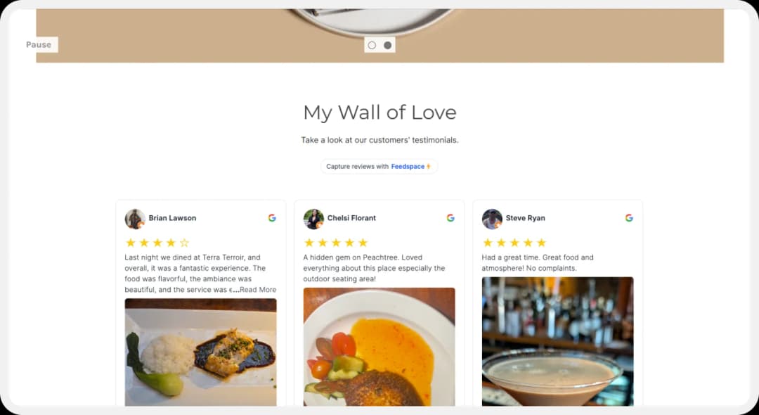 Published Wall of Love page on a BigCommerce storefront
