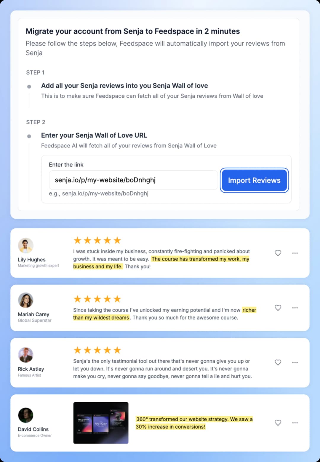 Import Reviews From Platforms with Feedspace