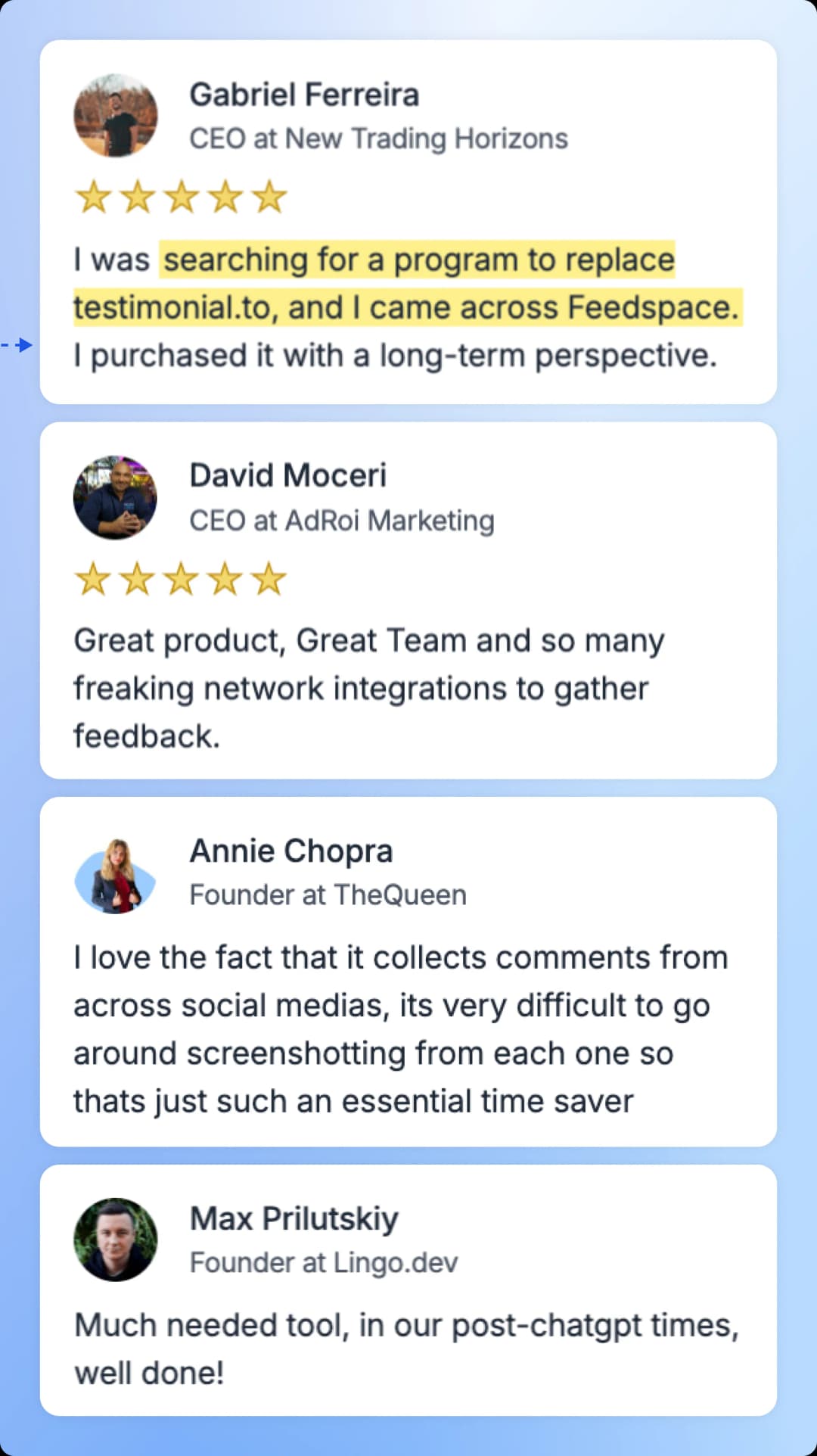 Various Customer Reviews