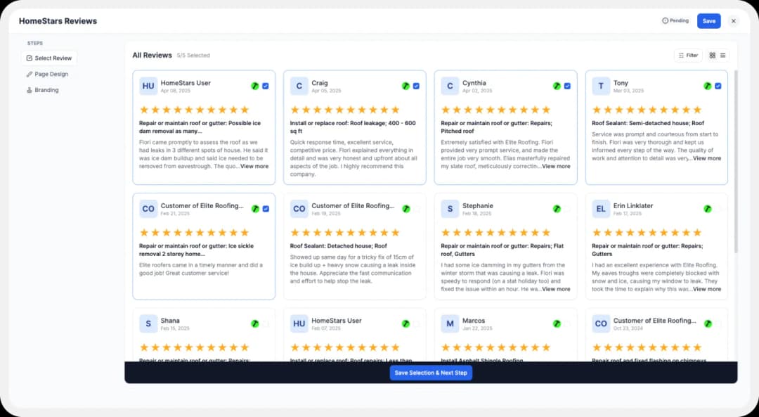 Select reviews to add to the Wall of Love